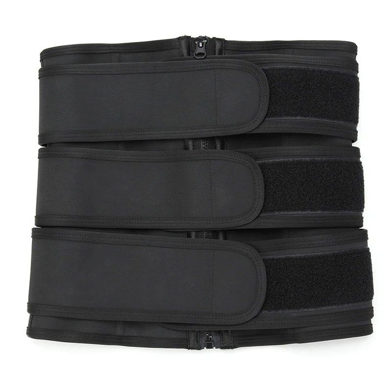 

Top quality waist trainer sweat belt 3 belt woman waist trainer waist belt trainer for weight loss, Black