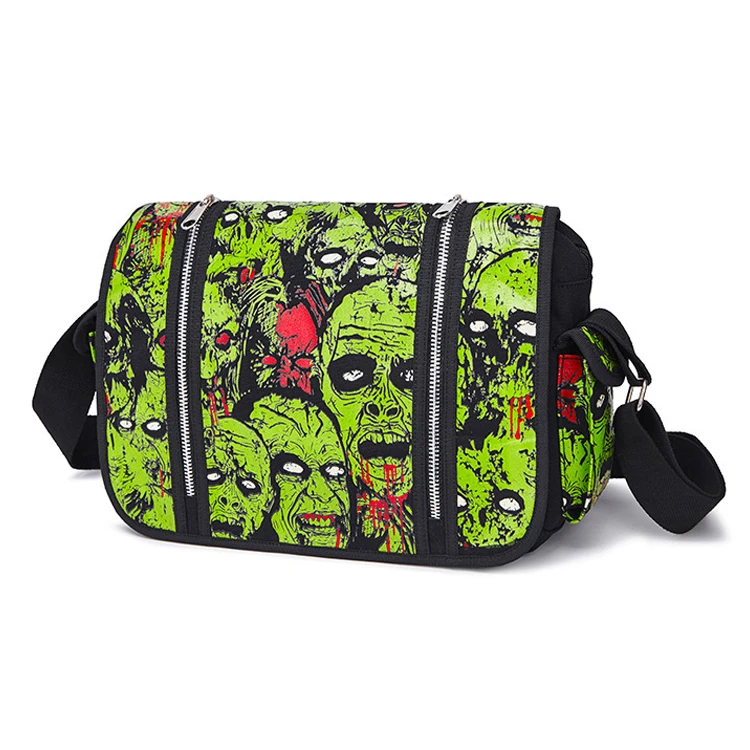 

2021 Factory direct men's halloween skeleton party bags felt halloween cross body bag customized, Black or customized