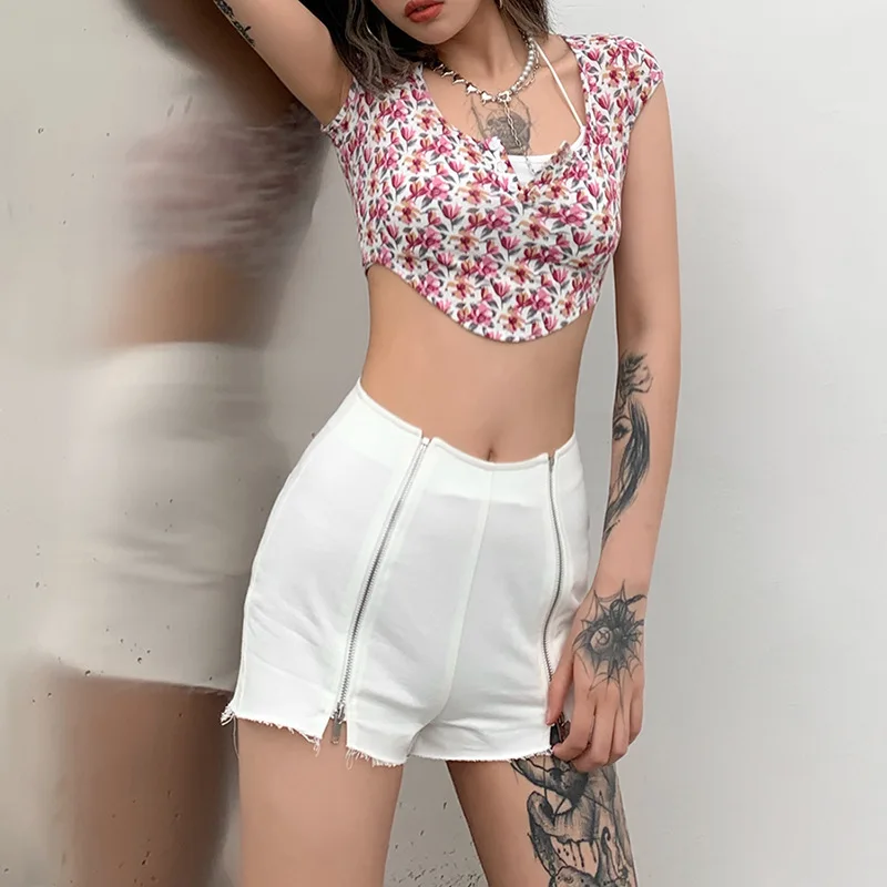 

Womens Clothing Shorts 2021 Summer New Solid Color Slim High Waist Bag Hip Pockets Zipper Casual Fashion Shorts Women Hot-Pants