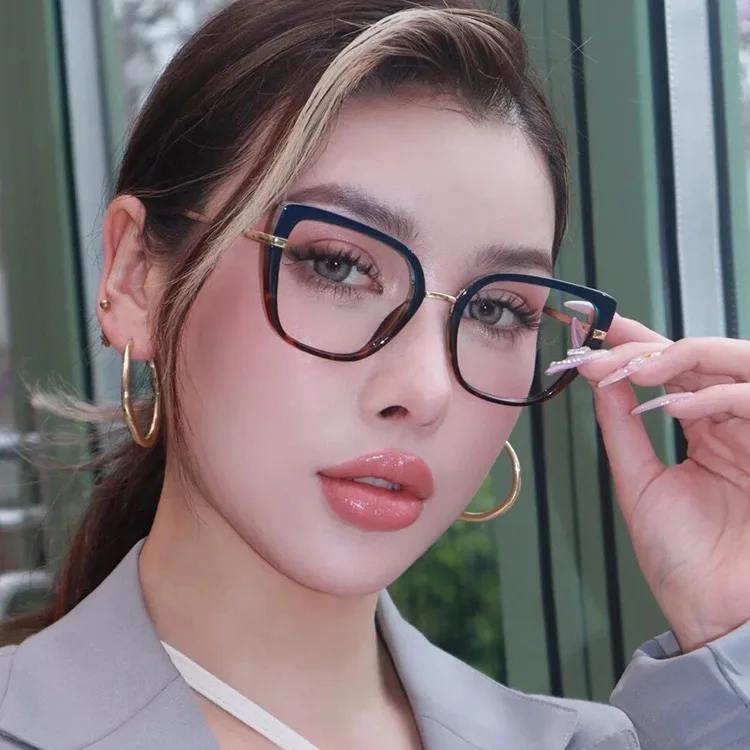 

2022 Quality TR90 Glasses Frame Designer Cat Eye Eyeglasses Frame Ins Fashion Glasses For Computer Anti Blue Light