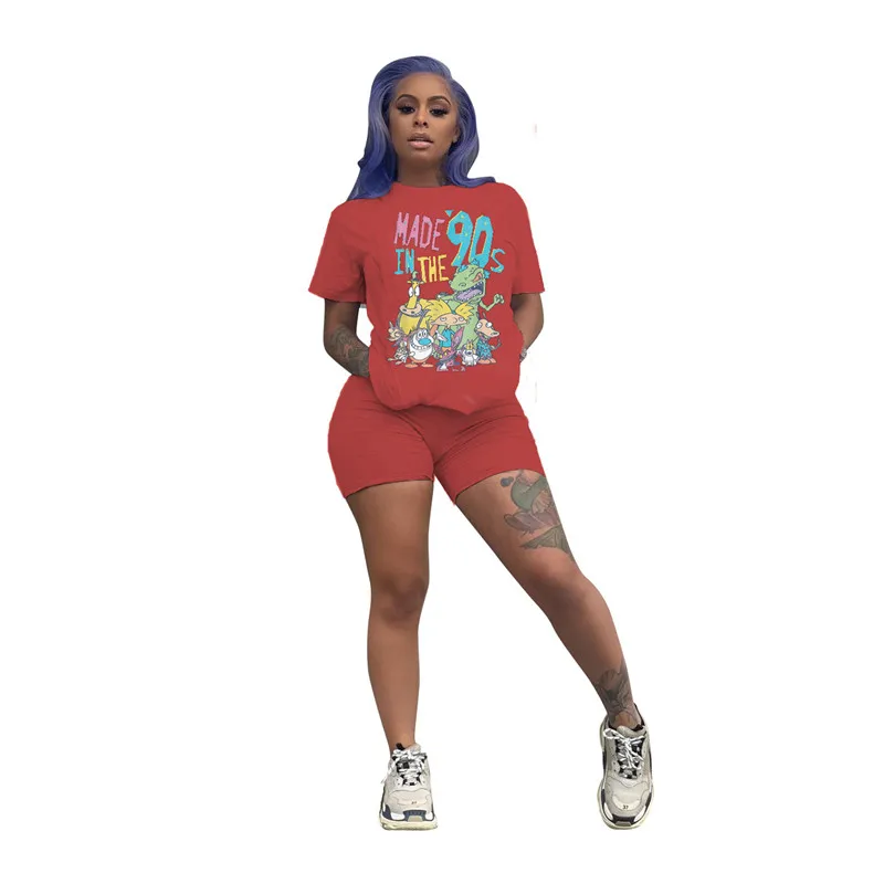 

Shorts and shirt set women summer shorts set cartoon printed tee shorts