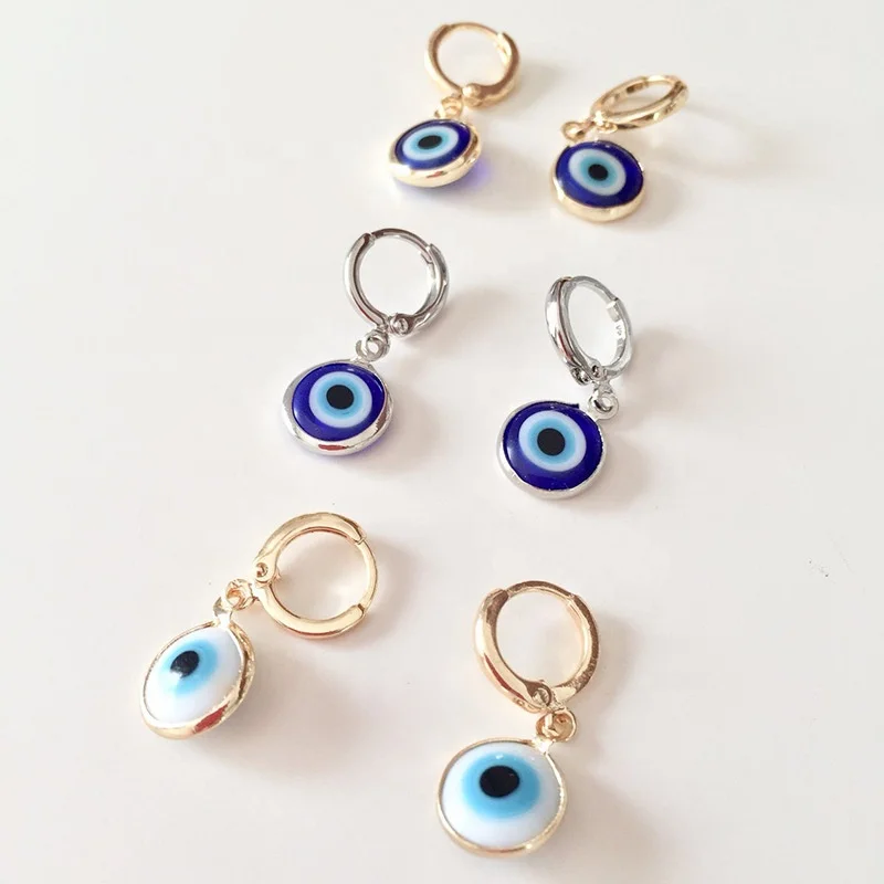 

Popularity Jewelry Blue Evil Eyes Huggie Earring Charm Women 2021 Earring, As pictures