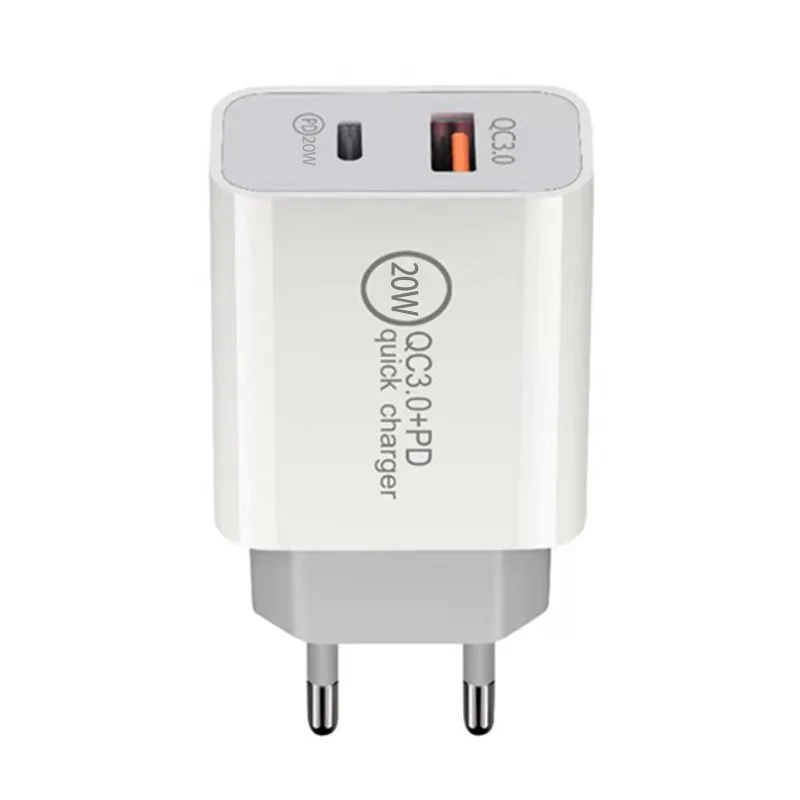 

20W PD Charger Original Small Size Fast Charging EU US UK SAA Plug Phone Adapter Mobile Charger, White/black