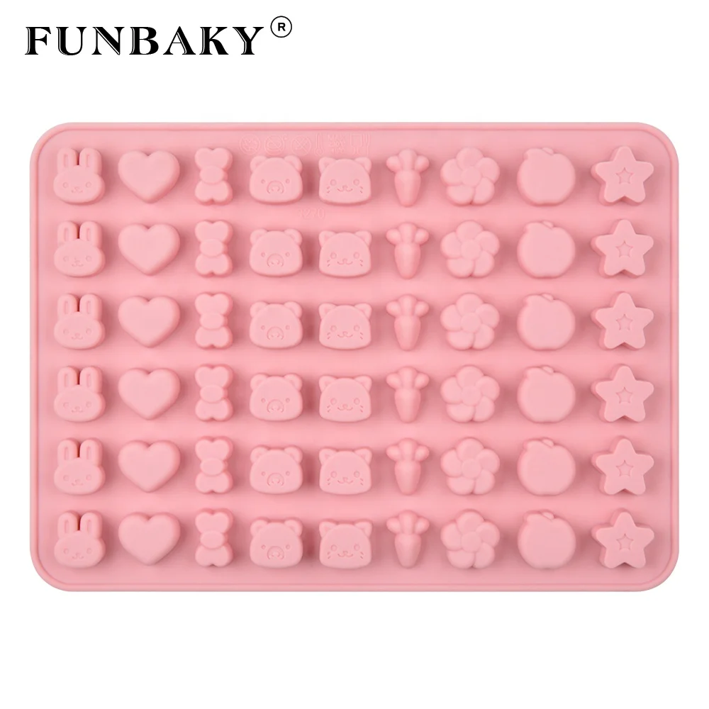 

FUNBAKY JSC3270 Candy silicone mold cartoon rabbit carrot bear heart start shape gummy soft sweet candy cake decoration tools, Customized color