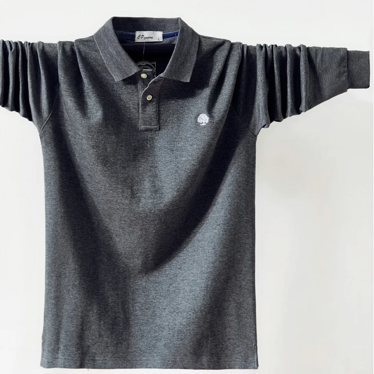 

2021 plus size 6XL 100% cotton long sleeve polo man t-shirts