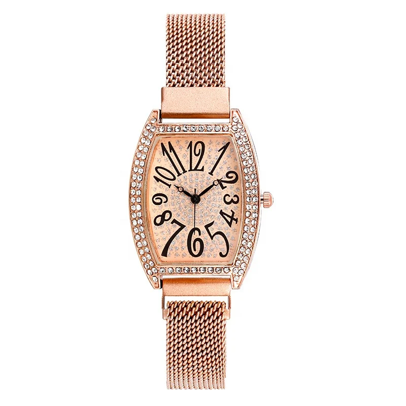 

In stock Milanese watches magnetic oval art digital display women's quartz watches, As picture