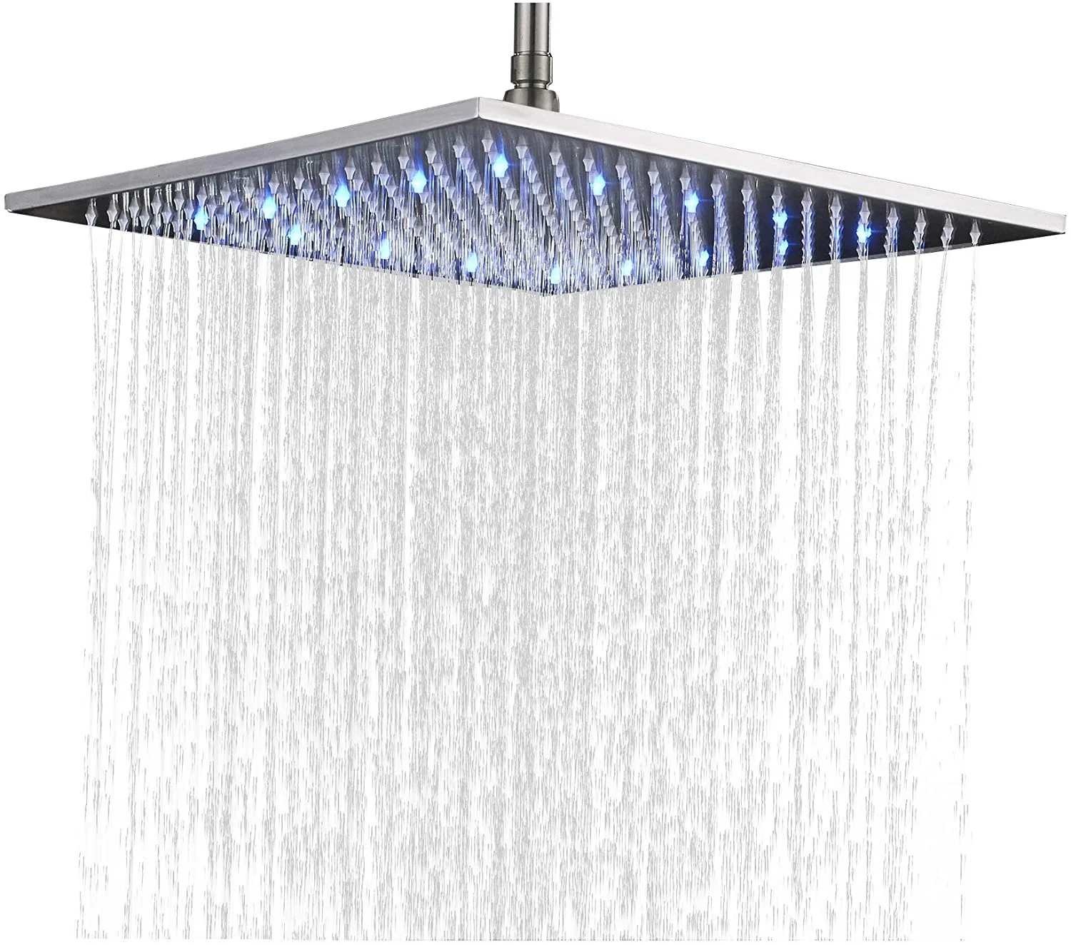 

Changing Color Bathroom Shower Head LED Light Square Overhead Sprayer Shower System Brass Rain Shower Head