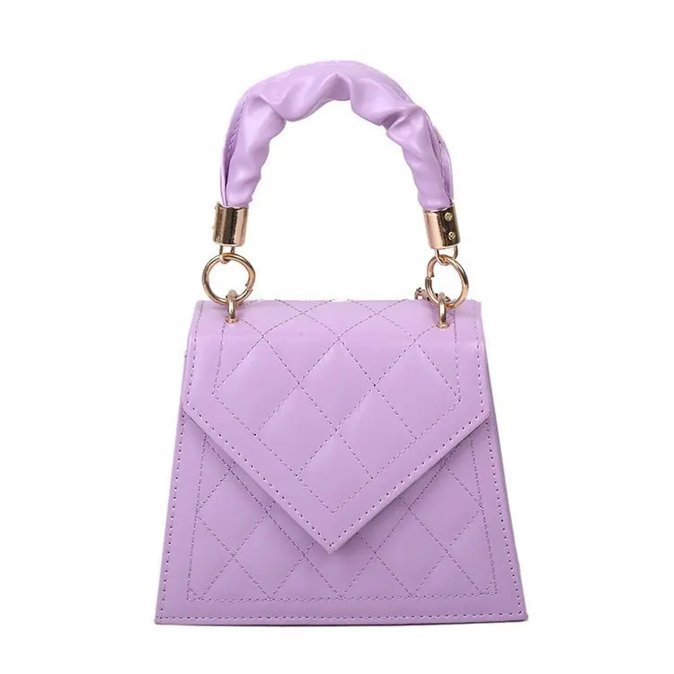 

2021 latest design lattice luxury single room leather bag Modern Fashion Square handbag