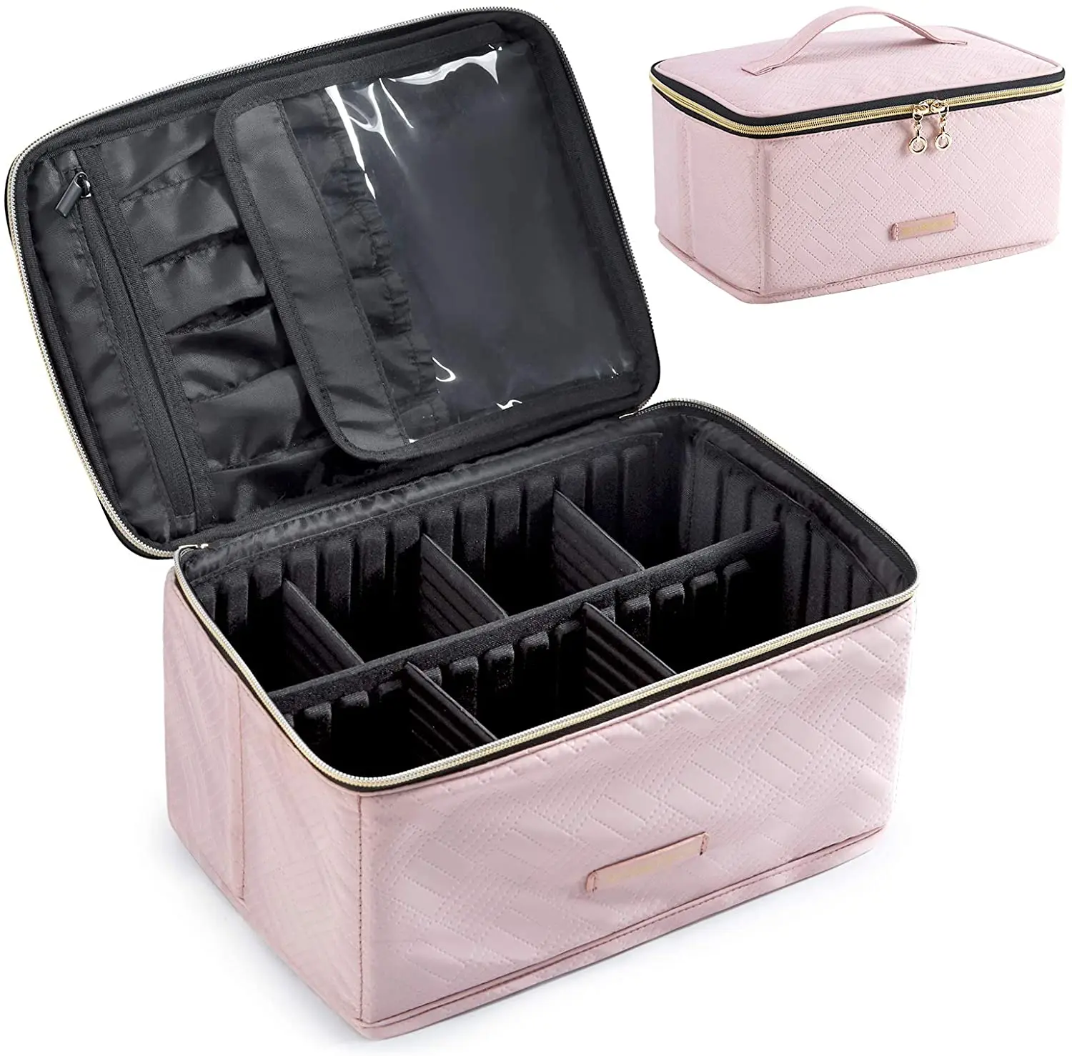 

Cosmetic Bag Large Makeup Case Organizer with Adjustable Dividers for Cosmetics Makeup Brushes Toiletries Travel, Picture or customized color