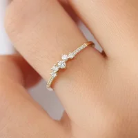 

Minimalist Jewelry Women Dainty Pave Setting Zircon Ring Gold Stacking Ring