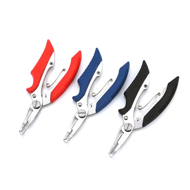 

Multifunctional Stainless Steel Fishing Scissor Pliers Braided Line Cutters Fishing Plier, Blue, red, black