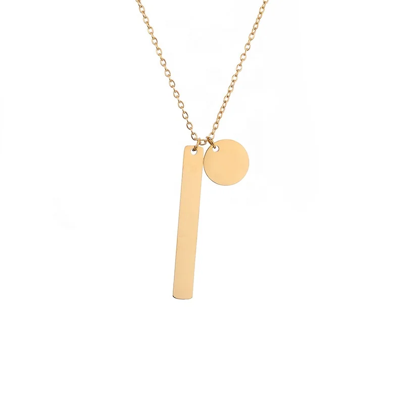 

Simple and versatile Gold Charm geometric Pendant Stainless Steel Necklace for women