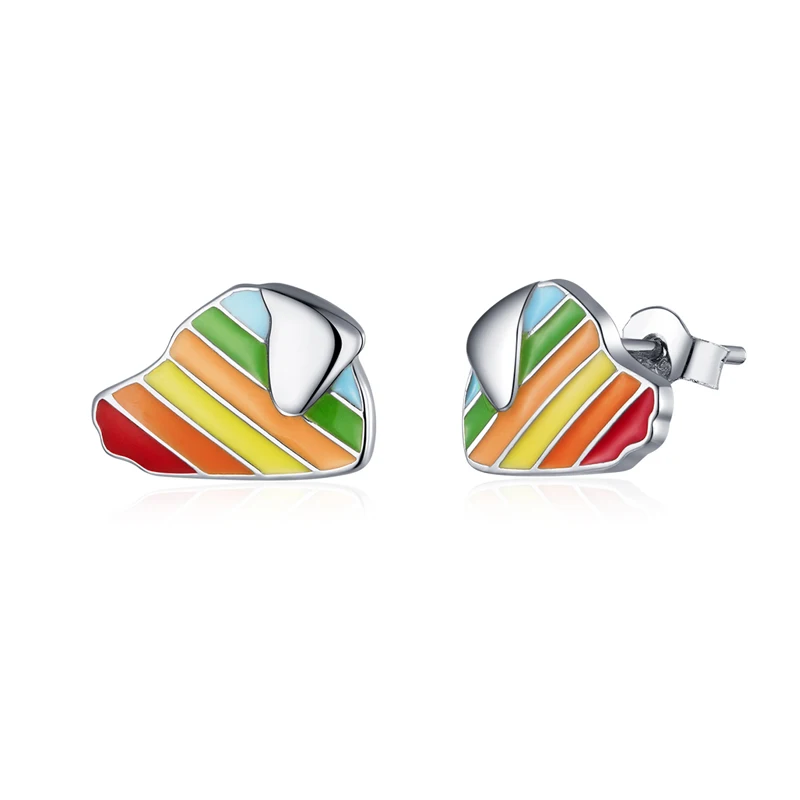 

Fashion S925 Stud Earrings Rainbow Dog Head Design Sterling Silver Shiny Korean Style Earrings for Women