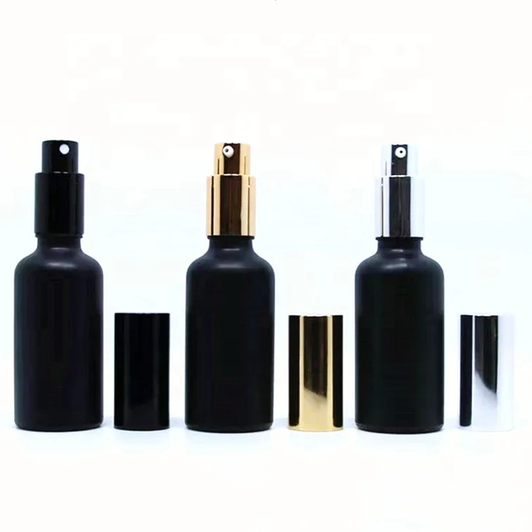 
Factory Price 5ml 10ml 15ml 20ml 30ml 50ml 100ml Matte Black Essential Oil Glass Bottle with Gold Cap Pump Sprayer 