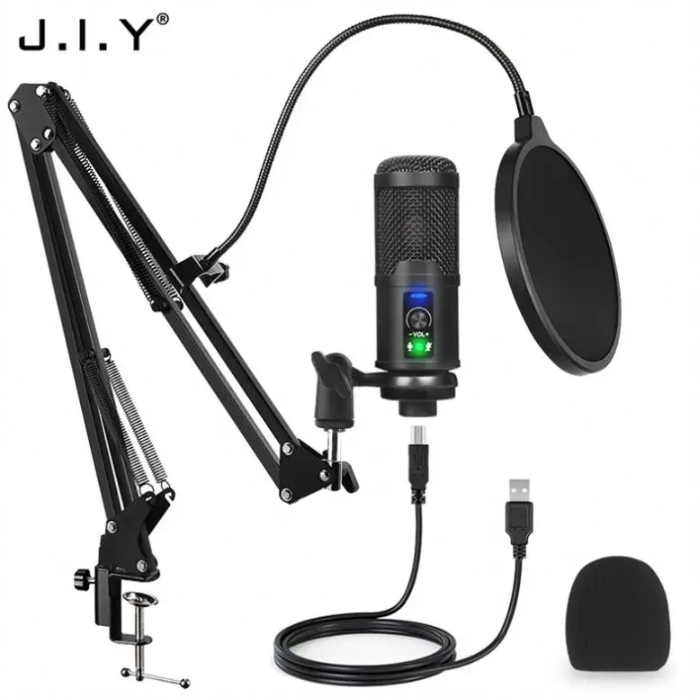 

J.I.Y BM-65 High Quality Streaming Broadcast Condenser Mic Recording Electret Condenser Microphone, Black