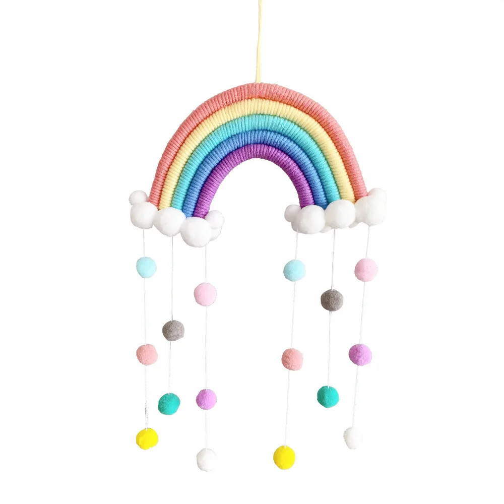 

Wholesale hand woven cotton rope children's room decoration pendant rainbow wall hanging decoration