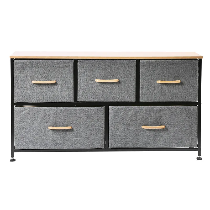 

Durable Hot-selling Furniture Cabinet with Steel Frame Fabric 5 Drawers Dresser, Grey