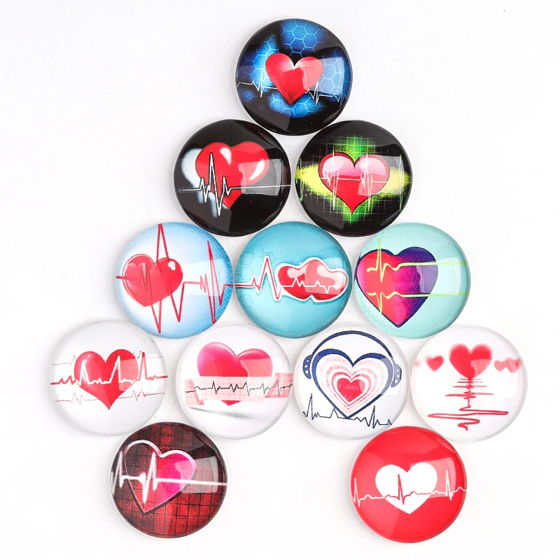 

Beauty Pink Heart Love 8mm/10mm/12mm/18mm/20mm/25mm Round photo glass cabochon demo flat back for Diy Making findings, As photo