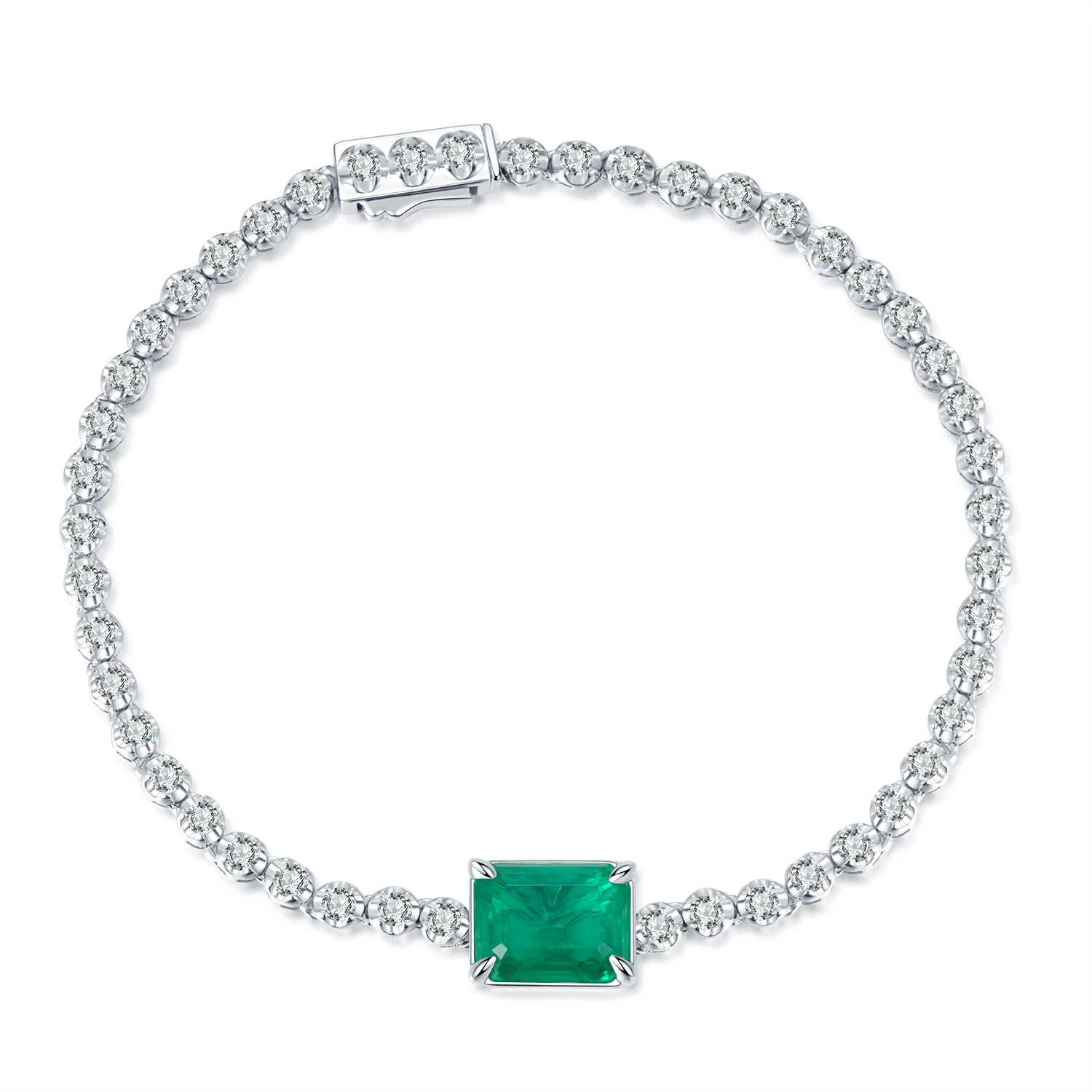 

Custom Wholesale Luxury Jewelry Crystal Bracelet Women 925 Sterling Silver Diamond Tennis Emerald Gemstone Bracelet