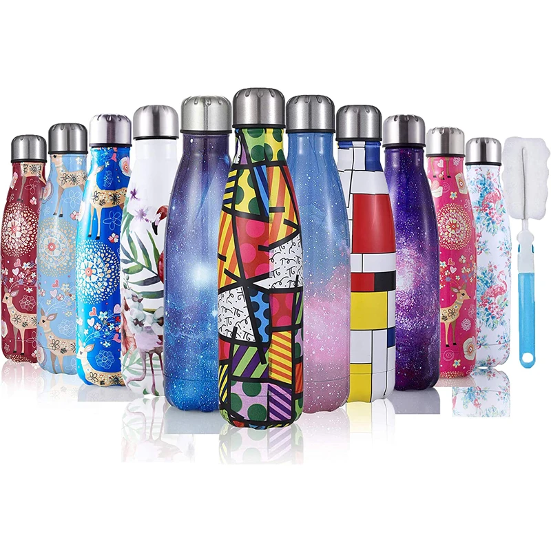 

Promotional Large Capacity 24 Hours Cold 500ml Vacuum Thermos Cup Sport Water Bottle Painting Stainless Steel Cola Bottle, Customized color