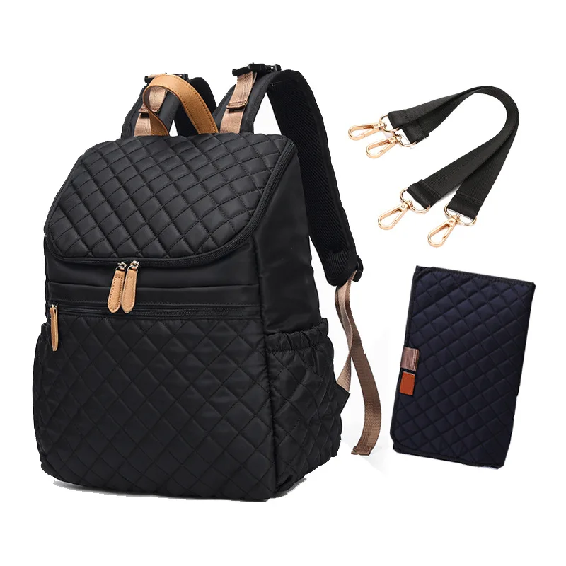 

Backpack Diaper Bag Multi-function Amazon Hot Waterproof Nylon Mummy Bag Diamond Lattice Large Capacity Mother Baby Bag