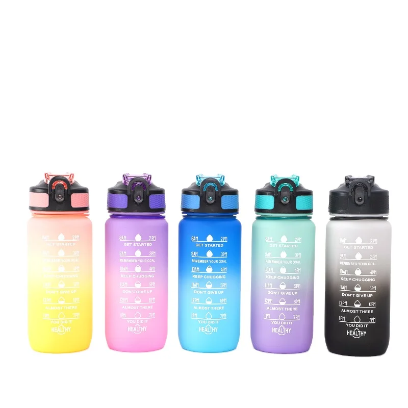 

Popular Design 600 ML Tritan Plastic Multi-Color Motivational Fitness Tumblers Drinking Cup Sports Water Bottle