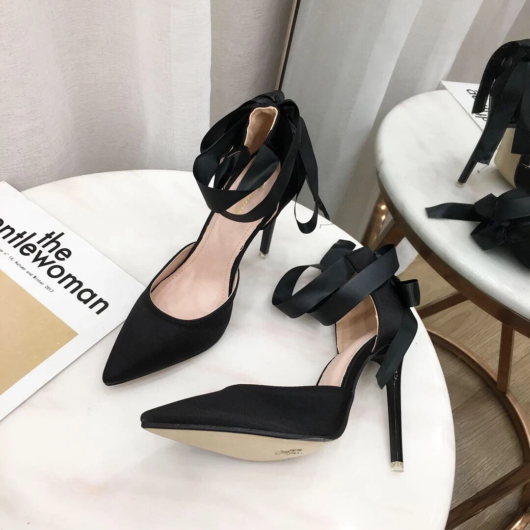 

Fashion women faux suede pumps ladies sexy high heel shoes, Black/pink