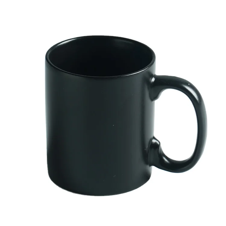 

Custom logo printed color blank 11oz black ceramic coffee mug
