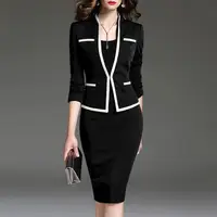 

CAVD1688 elegant fall 2019 two piece set office wear for ladies women blazer suit apparel manufacturers