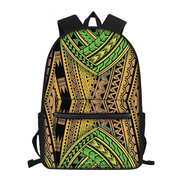 

School Bags Kids Backpack Custom Wholesale Cartoon Animal Polynesian Tribal Pattern Black Back Mini Backpack For Kids Book Bag, Accept customized
