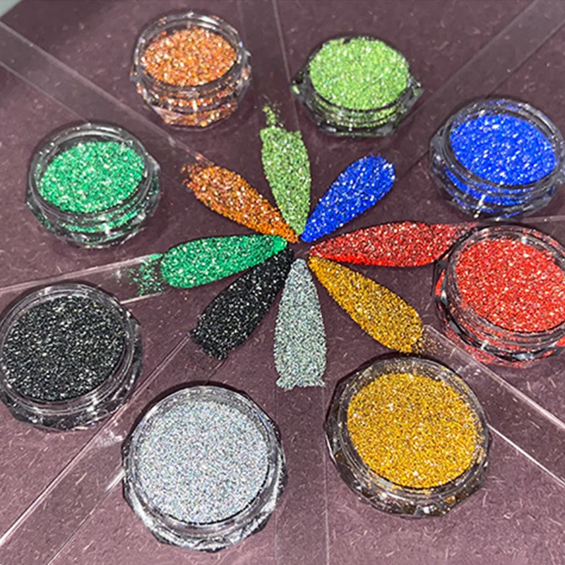 

Hot Sale Shine Glitter Rainbow Reflective Effect Galaxy Crystal Diamond Nail Flash Disco Powder, 9 colors