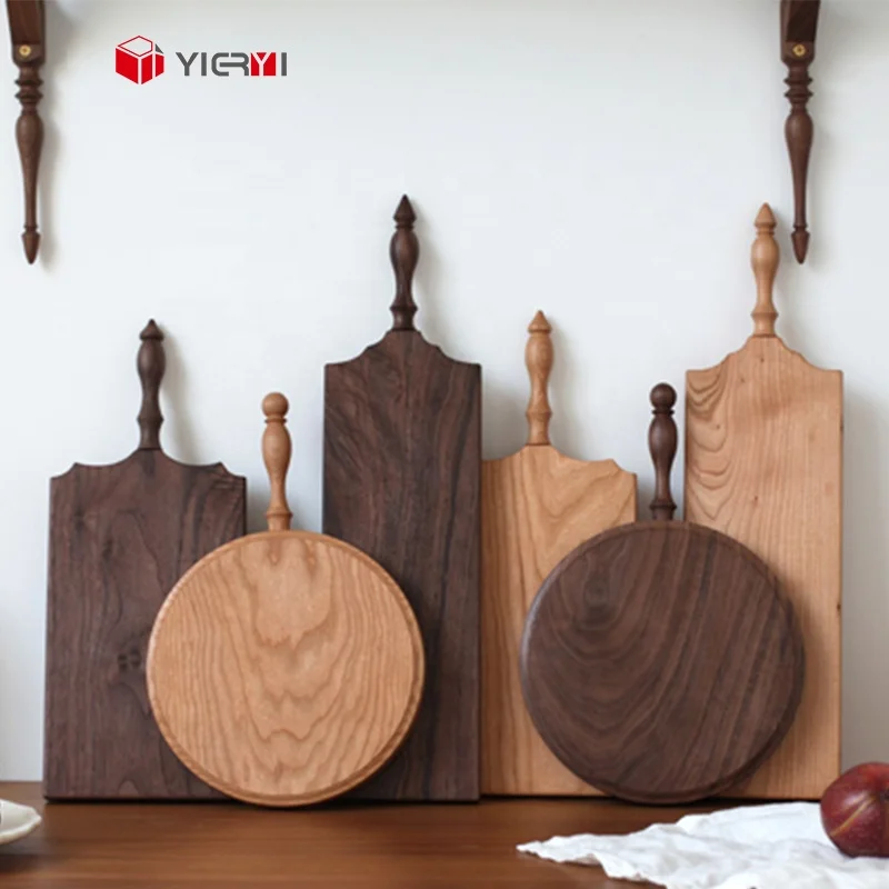 

Acacia Walnut Wood Pizza Cheese Board Set Cutting Chopping Bread Serving Board with Handle Customized Package Natural 500 Pcs