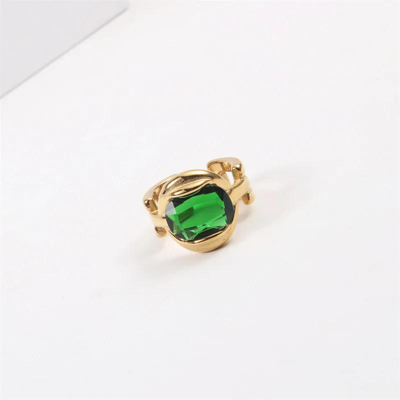 

Savi Vintage Chunky Gold Ring Titanium Stainless Steel Ring Jewelry Emerald Zircon Rings For Dubai Women