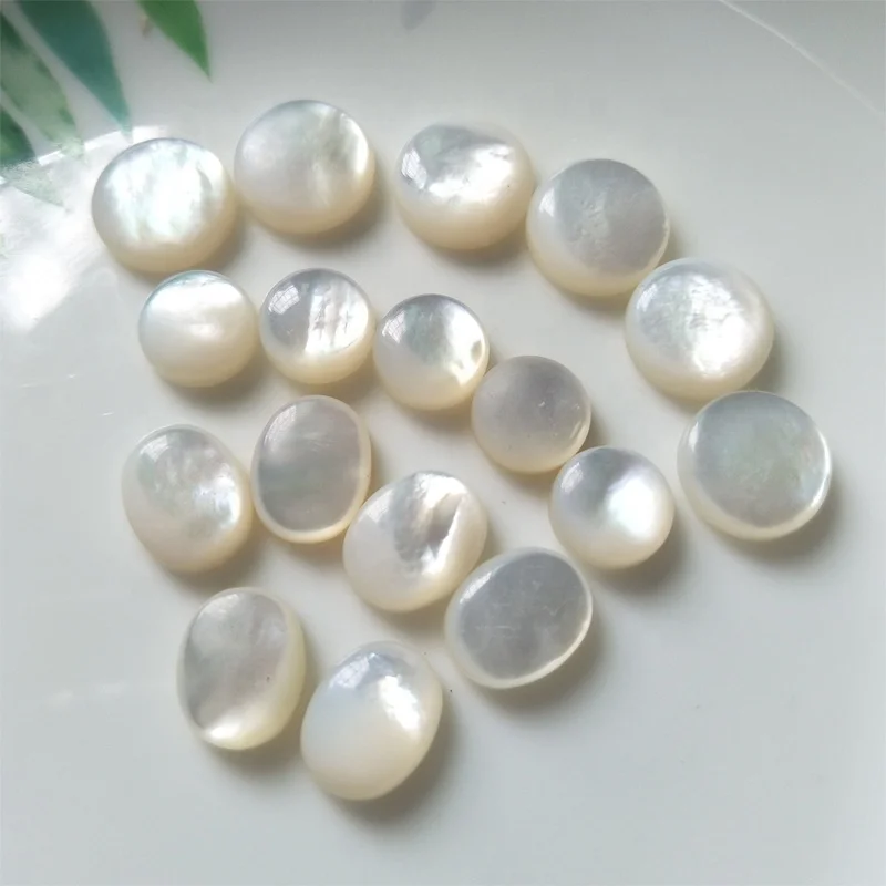 

Natural white sea shell oval beads mother of pearl cabochon for jewelry making