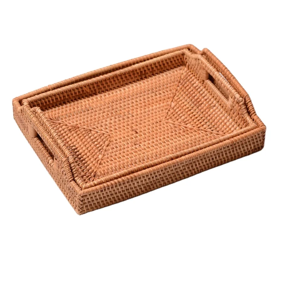 

Creative household rattan tray binaural bread afternoon tea fruit snack tray