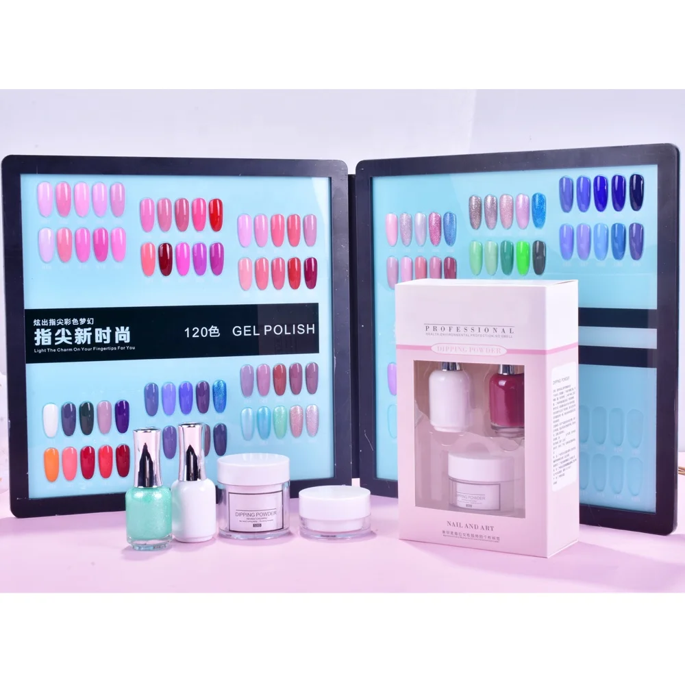 

Private Label 140colors Starter Kit 3 in 1 set gel nails acrylic powder Dipping Powder