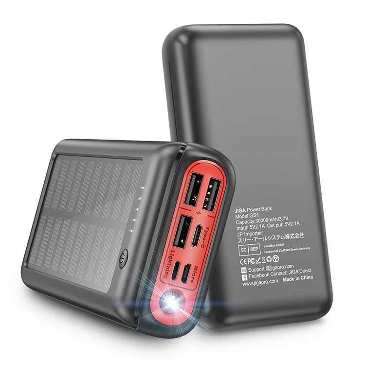 

Solar Charger 30000Mah Solar Power Bank Portable Quick Charge Powerbank With 4 Inputs 3 Outputs Flashlight