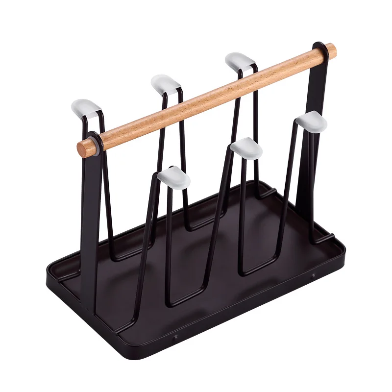 

Metal Cup Drying Rack Stand with Drain Tray, Black white