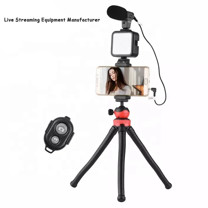 

Supply Vlogging Kit Smartphone Video Rig Kit LED Light Tripod Microphone Phone Holder with Remote Control for Phone Photograph