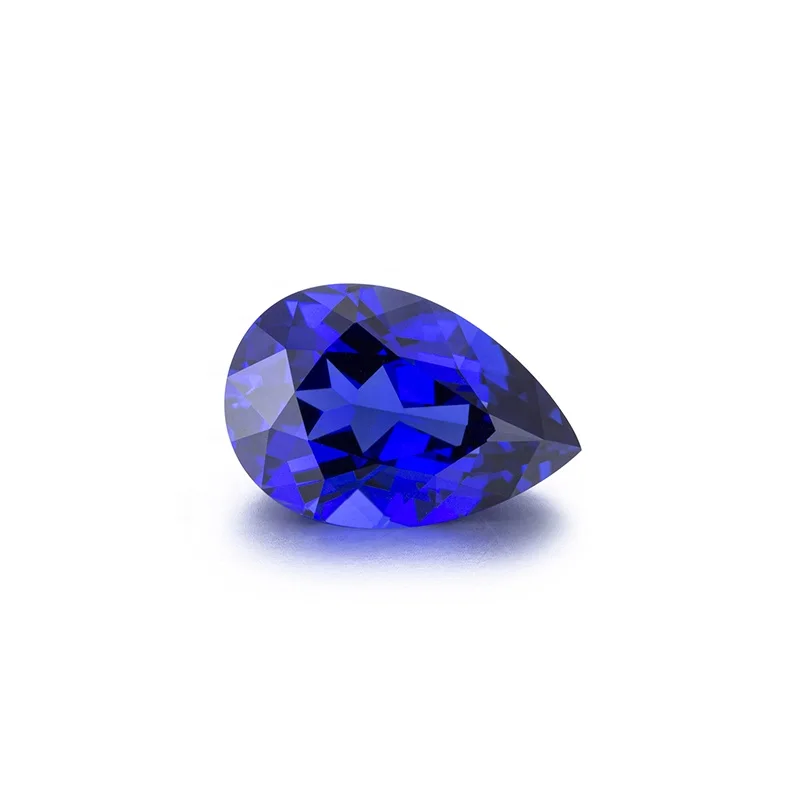 

Lab created blue sapphire loose gemstones for jewelry making Pear Shape 1 ct, 2 ct in stock, Royal blue