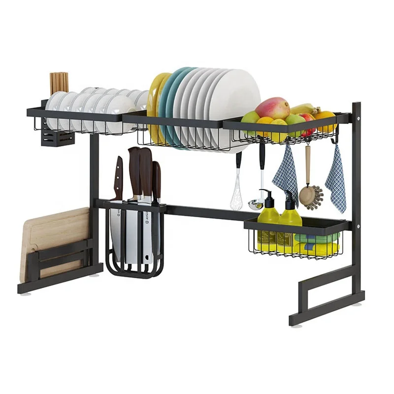 

Wholesale Washable double dish rack Punch-free wire kitchen rack sink_dish_rack