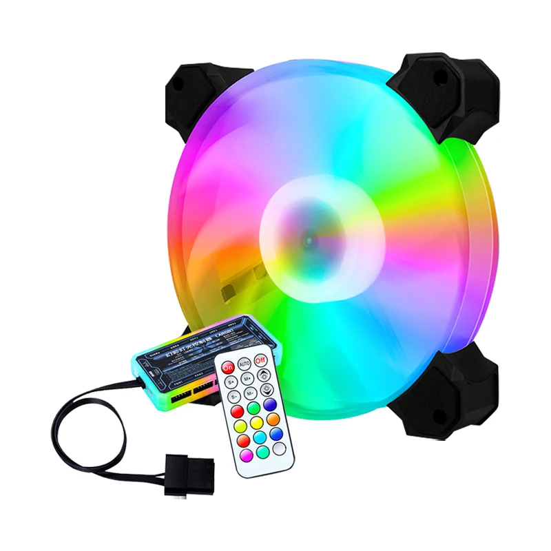 

Customized LOGO RGB Fan 120mm PC Computer Cooling Fan with ARGB RF Remote Control Speed LED Case Fan For Gaming, Multi color