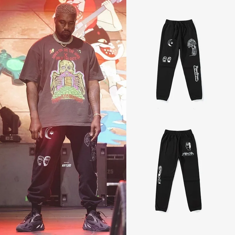 

High Street Style Elastic Waist Custom Printing Men's Casual Loose Sweatpants