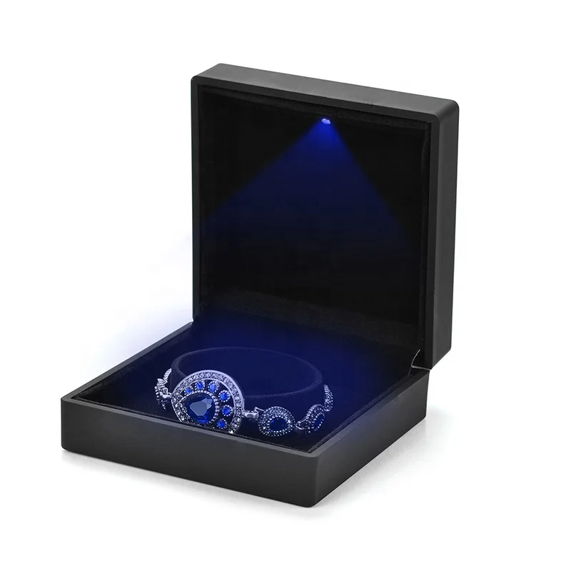 

Jade pendant packing led light leather jewelry ring box, Any color is available