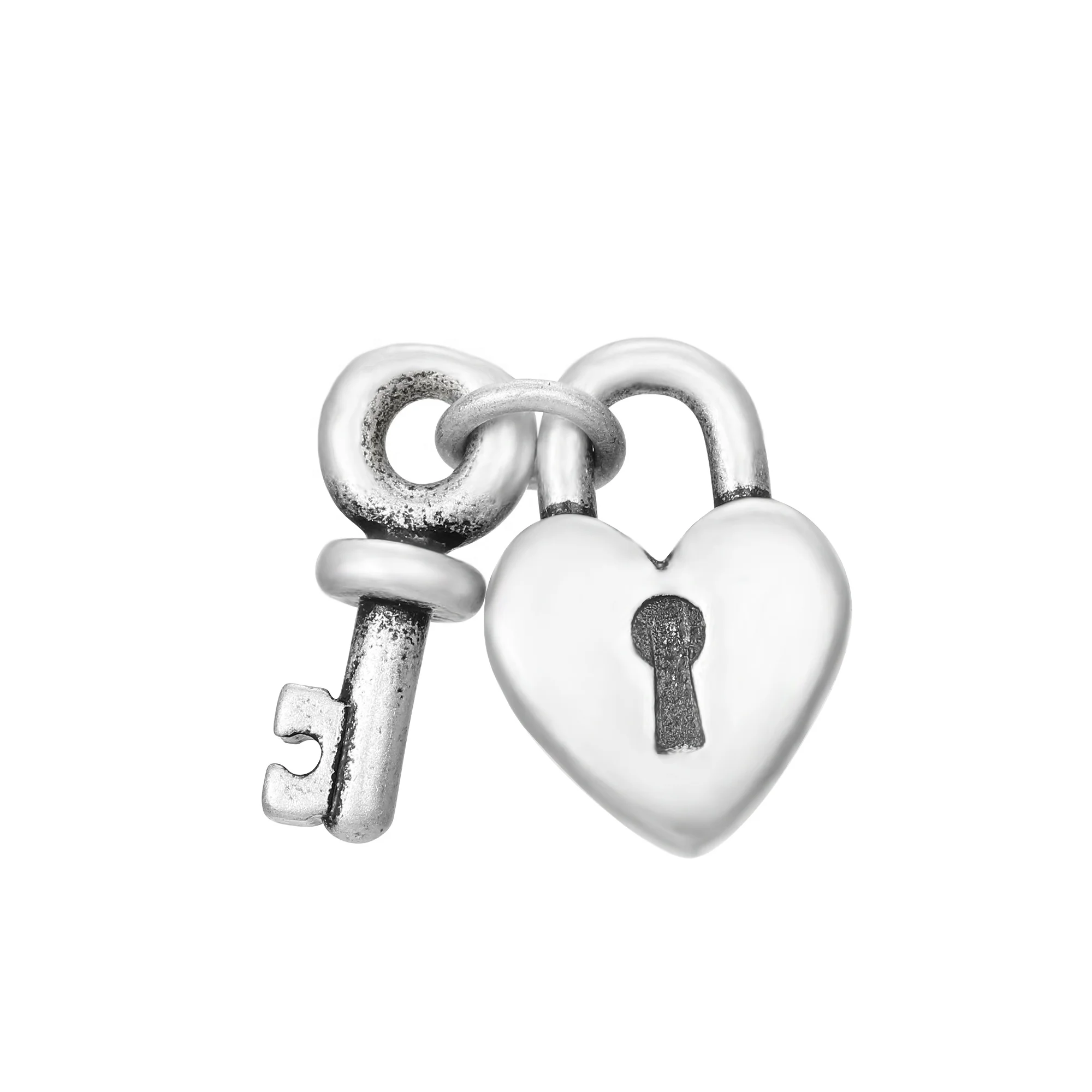 

Bracelet Making Accessories DIY Jewelry Findings Antique Silver Couple Gifts Love Key Lock Heart Pendant Necklace Charms