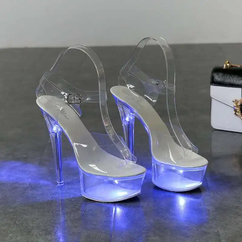 Luminous Sexy High Heel Sandals Girls Pole Dance Shoes Model Catwalk Crystal Shoes Buy New Model Girls Shoes Crystal Chain High Heel Shoes Women High Heel Shoes Product On Alibaba Com