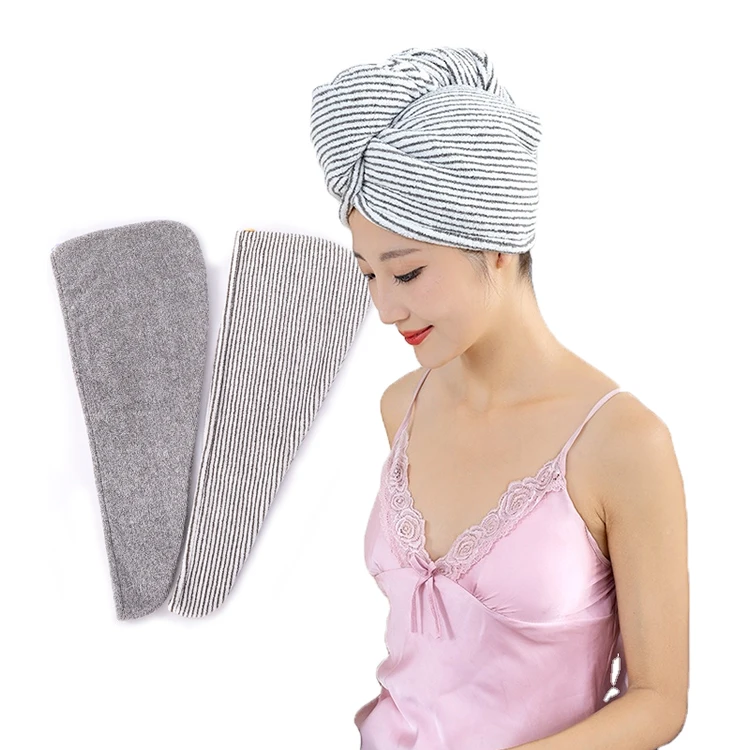 

Eco friendly Bamboo Charcoal Fiber Hair Turban Super Soft Quick Drying Towel