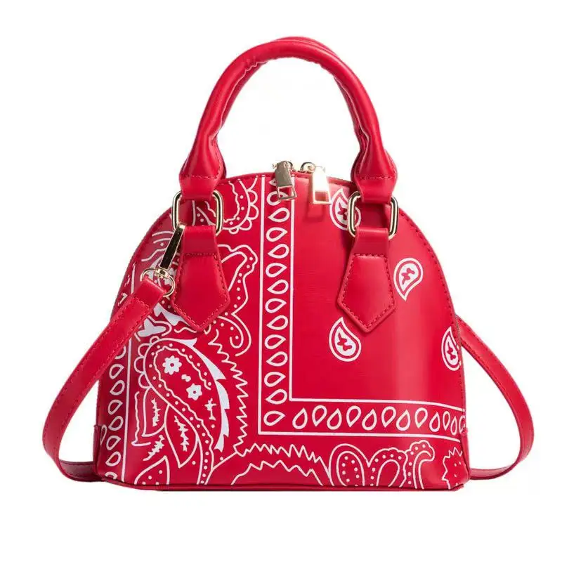 

fashion Vintage Women Bandana Purse Hand Bag Cashew Flower Print Crossbody Ladies Handbags Shoulder Purse, Black, red, yellow, pink, blue, white