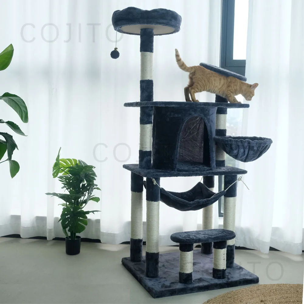 

Modern Cat Tree Tower Wood Cat Condo