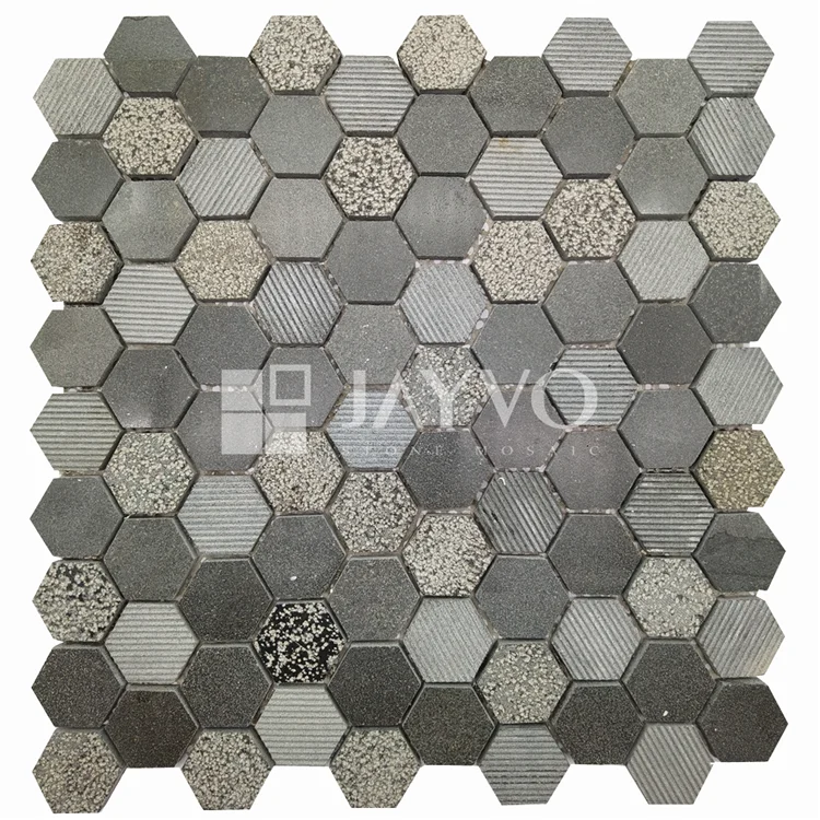 2020 New Design Super Black Flooring Hexagon Tile Mosaic tile 30x30 Interior Wall Tile